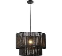 HYHDDM Lampada a sospensione moderna nordica - Gabbia in corda di canapa industriale - Paralume cilindrico retrò - Attacco E27 - for soggiorno, camera da letto(Dark,50cm/19.7in)