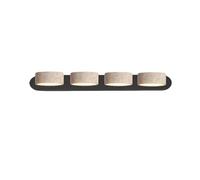 HYHDDM Lampada da Parete for Bagno in Pietra Naturale - Applique Stile Fattoria Nera a 4 luci con paralumi travertino, Illuminazione LED Girevole sopra Lo Specchio(Black,4 Lights)