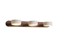 HYHDDM Lampada da Parete for Bagno in Pietra Naturale - Applique Stile Fattoria Nera a 4 luci con paralumi travertino, Illuminazione LED Girevole sopra Lo Specchio(Brown,3 Lights)