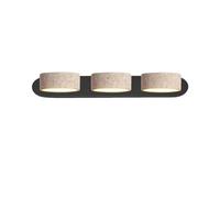 HYHDDM Lampada da Parete for Bagno in Pietra Naturale - Applique Stile Fattoria Nera a 4 luci con paralumi travertino, Illuminazione LED Girevole sopra Lo Specchio(Black,3 Lights)
