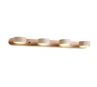 HYHDDM Lampada da Parete for Bagno in Pietra Naturale - Applique Stile Fattoria Nera a 4 luci con paralumi travertino, Illuminazione LED Girevole sopra Lo Specchio(Natural,4 Lights)