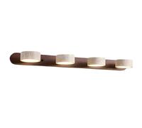 HYHDDM Lampada da Parete for Bagno in Pietra Naturale - Applique Stile Fattoria Nera a 4 luci con paralumi travertino, Illuminazione LED Girevole sopra Lo Specchio(Brown,4 Lights)