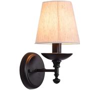 HYHDDM Lampada Da Parete Rustica In Ferro Battuto - Applique Con Paralume Lino Stile Mediterraneo For Camera Letto, Soggiorno, Bar, Ristorante