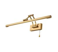 HYHDDM Lampada da Specchio for Bagno Moderna in Rame - Applique Parete a LED Regolabile con Interruttore Catena, Braccio Girevole 3 Angoli, bagni e Hotel(Brass,58cm)