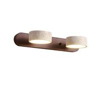 HYHDDM Lampada da toeletta Moderna con Applique da Parete Girevole a 2 luci in Pietra e Legno - Lampada da Specchio for Bagno con Paralume in Acrilico a LED Integrato(Backplate Brown,2 Lights)