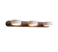 HYHDDM Lampada da toeletta Moderna con Applique da Parete Girevole a 2 luci in Pietra e Legno - Lampada da Specchio for Bagno con Paralume in Acrilico a LED Integrato(Backplate Brown,3 Lights)