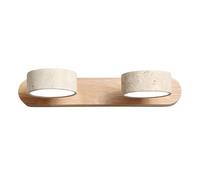 HYHDDM Lampada da toeletta Moderna con Applique da Parete Girevole a 2 luci in Pietra e Legno - Lampada da Specchio for Bagno con Paralume in Acrilico a LED Integrato(Backplate Wood,2 Lights)