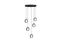 HYHDDM Lampadario a LED in cristallo a 5 luci - Moderno lampadario in alluminio e vetro K9, dimmerabile a 3 colori for sala da pranzo di ville, scale(3 Lamps)