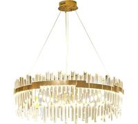 HYHDDM Lampadario a LED in cristallo con anello dorato - 4 misure - Dimmerabile con telecomando - 3 temperature di colore for sala da pranzo, camera da letto(50cm)