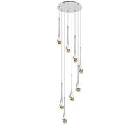 HYHDDM Lampadario a sospensione LED dimmerabile con 8 cristalli - Lampada a cupola a spirale a goccia di pioggia for soffitto alto - Apparecchio for ingresso, scala(Silver,Raindrop)