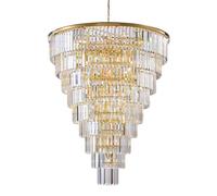 HYHDDM Lampadario di cristallo impero a 3 livelli da 42" - 36 LED inclusi, 480 cristalli K9, oro for scala dell'atrio(Gold-2(48''))