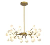 HYHDDM Lampadario Firefly Sputnik a 45 luci - Pendente a forma di ramo con LED dorati - Altezza regolabile con paralumi in vetro opaco for camera da letto(Gold,45 light)