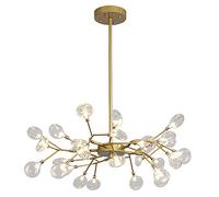 HYHDDM Lampadario Firefly Sputnik a 45 luci - Pendente a forma di ramo con LED dorati - Altezza regolabile con paralumi in vetro opaco for camera da letto(Transparent Lampshade.,30 light)