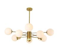 HYHDDM Lampadario Sputnik a 10 luci in vetro ambrato forma di globo - Plafoniera da soffitto stile moderno metà secolo, con pendente geometrico regolabile(Milk,12-Lights)