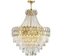 HYHDDM Luxury 5-Tier Crystal Chandelier Modern Raindrop Pendant Light 11-Light Golden Dining Room Fixture K9 Crystal Ceiling Lamp(Gold)