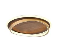 HYHDDM Plafoniera LED semi-incassata con venature del legno e anello dorato - Stile rustico moderno di metà secolo - for soggiorno, camera da letto(Diameter 37cm,4000K)
