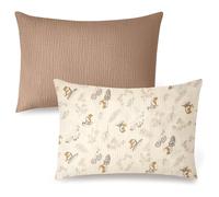 HYHIOTS Federe in mussola di cotone, confezione da 2, per cuscini per bambini, da viaggio, con chiusura a busta, per cuscini da 33 x 45,7 cm, 35,6 x 48,3 cm, 30,5 x 40,6 cm, marrone