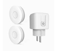 HYHIOTS Smart presa con telecomando, kit senza batterie, 433 MHz, trasmettitore radio autocorrente, 100 m, 3500 W, interruttore radio per lampada/ventilatore/riscaldatore (2 bottoni, 1 socket)