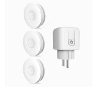 HYHIOTS Smart presa con telecomando, kit senza batterie, 433 MHz, trasmettitore radio autocorrente, 100 m, 3500 W, interruttore radio per lampada/ventilatore/riscaldatore (3 bottoni 1 socket)