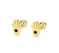 HYHJYMG 18g Tiny Hamsa Hamsa Hand Stud Cartilage Orecchini per donne Girls 925 Sterling Silver Ipoallergenico Mini carino grazioso cz malvagia eye fatima da 3 mm a sfera per bilanciere a vite back