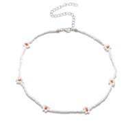 HYHJYMG 925 Collana da Margherita in Argento Sterling per Donne e Ragazze, Estate Boho Corea Adorabili Fiori Margherite Colorate dichiarazioni di Fascino perlineate per Il Collare Corto capocampullo