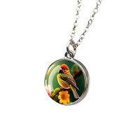 HYHJYMG 925 Collana di Colibrì in Argento Sterling per Donne e Uomini, collane da Colibrì da 1 pc Paffarw Bird And Flower Collana a Ciondolo in Vetro a Due facciate, Gioielli di Animali Carini