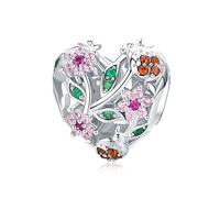 HYHJYMG Accessori Collana in Argento Sterling 925 Ciondolo Perline per Collana Ciondola Perline Bracciale da Donna Fai da Te Perline per Bracciale Coccinella Cuore Fiori Rosa