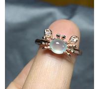 HYHJYMG Anello di calcone a moon pietra blu in oro giallo 18k - anello calcone di ghiaccio alto naturale - set di pietra di luna faccia per uovo piccolo anello in argento sterling aperto