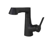 HYHJYMG Bagno CAPEUCETTO Mixer RUSUET Tap TACCHIO RILASCIBILI RICORSO E Mixer a Manico Singolo Freddo per Il lavandino per rubinetti del Bacino, per Il Bagno, Il Bagno, Il Nero