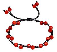 HYHJYMG Bracciale in Corda Intrecciata in Agata Rossa per Donna Braccialetti con Perline Fatti a Mano Braccialetti dell'amicizia Regali Elasticizzati