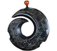 HYHJYMG Ciondolo per Collana di Giada Grigia Nera Feng Shui Naturale per Le Donne Giada Genuina di Inchiostro Yoga Che Cambia la Marea Quando Arriva Il Momento