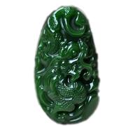 HYHJYMG Ciondolo per Collana di Giada Verde Scuro Feng Shui Naturale per Donne Yoga Hetian Jade Dragon Moda di Buon auspicio