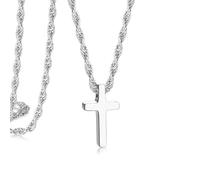 HYHJYMG Collana a Croce Maschile, Catena Trasversale in Acciaio Inossidabile per Uomini, cittadini a crocifisso a croci di Zirconia cubica Catena di Corda Regalo da 18-24 Pollici da 18-24 Pollici