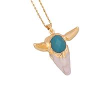 HYHJYMG Collana del Cranio per Uomini Donne Bull Testa a Ciondolo Collana Boho Temperamento Taurus Pendente di Gioielli Bohémien Memento Mori Necket