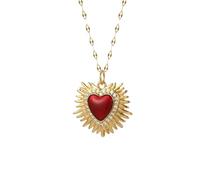 HYHJYMG Collana del Cuore Sacro per Donne Uomini, Classico Sacro Cuore di Collana di Gesù - Ciondolo Sacro Rosso, Collana del Cuore di Gesù per Il Compleanno di Natale Gifts Ringraziamento