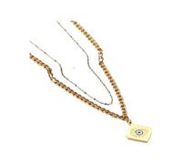 HYHJYMG Collana malvagia per Uomini e Donne, 925 Argento Sterling Fortunato Occhio malvagio Collana a Sospensione Collana a Strato Collana di Girocollo, Collana malvagia Oro Oro, malvagio Girocollo