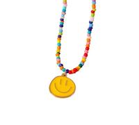 HYHJYMG Collana Preppy per Donne Ragazze, collane di Viso Rotonde Irregolari Bohémien Grazioso Sorriso Collana a Sospensione, collane sorridenti per Il Viso, collane Preppy per Ragazze Adolescenti