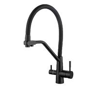 HYHJYMG Filtro dell'Acqua Cucina Rubinetto da Cucina in Ottone Bere a Doppia Cucciolo Mixer a Doppio beccuccio a 360 Gradi Ridotto di lavandino per la purificazione dell'Acqua (Nero)