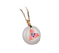 HYHJYMG Giada Naturale di Hetian, Argento fine, Smalto intarsiato, Orchidea, Giada Bianca, Ciondolo con Fibbia della Pace, Ciondolo Maglione, Uomini e Donne, Ornamenti per Il Collo, Piccolo Ciondolo
