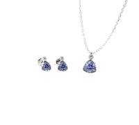 HYHJYMG Gioielli 2 Pezzi 925 Set di Gioielli da Sposa per Donne - Triangle Zircon Circone Vintage Collana e Orecchini, Set di Orecchini, per la Sua Ragazza Moglie Ragazza di San Valentino