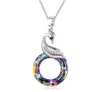 HYHJYMG Gioielli Phoenix Round Crystal Crystal a Forma di Ciondolo Gioielli in Argento Sterling per Donna Mamma, 18 "+2", confezionato con Gioielli, Regalo di Compleanno per Donne, Simbolo