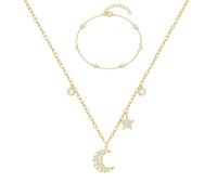 HYHJYMG Gioielli Set di Gioielli 925 Donne - Ciondolo con Stelle di zircone e Collana e Braccialetti di Luna, Anniversario di Matrimonio per Donne e Ragazze Gioielli