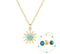 HYHJYMG Gioielli Set di Gioielli 925 per Donne - Fashion Sun Turquoise Orecchini a Sospensione Collana e braccialette, Set di Gioielli da Ballo Glitter Set da Sposa Accessori da Sposa