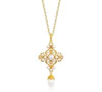HYHJYMG Gioiello Palazzo Vento Fiore Vite Perla Rattan Sterling Ciondolo Argento s925 Collana Oro placcata Gioiello per Ragazze