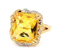 HYHJYMG Girl Products Luxury Giallo Cubic Zircone Nuziale Anelli di Nozze Per Le Donne n Glod Vintage Grande Anello di Fidanzamento Regalo Del Partito Regali, 9, A