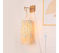 HYHJYMG Lampada Che appende Il Boho Plug in luci di Scuola Materna con Corda in Tessuto Fattoria Lampada da Parete Vintage Lampada montata per Bambini per Bambini Ragazze Comodino Soggiorno testiera