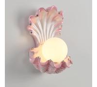 HYHJYMG Lampada Latte in Vetro Piccolo Guscio di Perle Decorazione Perlato Rosa sconde Vintage Oro corridoio Lampada da Lampada a Parete Francese di Mezzo secolo per Ragazze Camera da Letto camerette