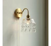 HYHJYMG Lampada Vintage Spazzoted Ottone Plipce, Lampada da Bagno per vanità per Bagno Interno per corridoio del Soggiorno Camera da Letto, Lampada da Parete in Cristallo Interno con tiro
