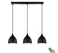 HYHJYMG Luce sospesa a Batteria Minimalista Nera con remoto e Lampadina , Illuminazione a Sospensione Non cablati per l'isola della Cucina, lampadario a Batteria Wireless per la Sala da Pranzo in