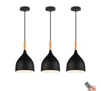 HYHJYMG Luce sospesa a Batteria Minimalista Nera con remoto e Lampadina , Illuminazione a Sospensione Non cablati per l'isola della Cucina, lampadario a Batteria Wireless per la Sala da Pranzo in